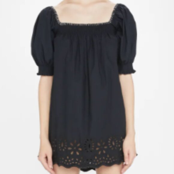 RHODE Evie Square-Neck Eyelet Mini Dress NWT - Picture 3 of 7